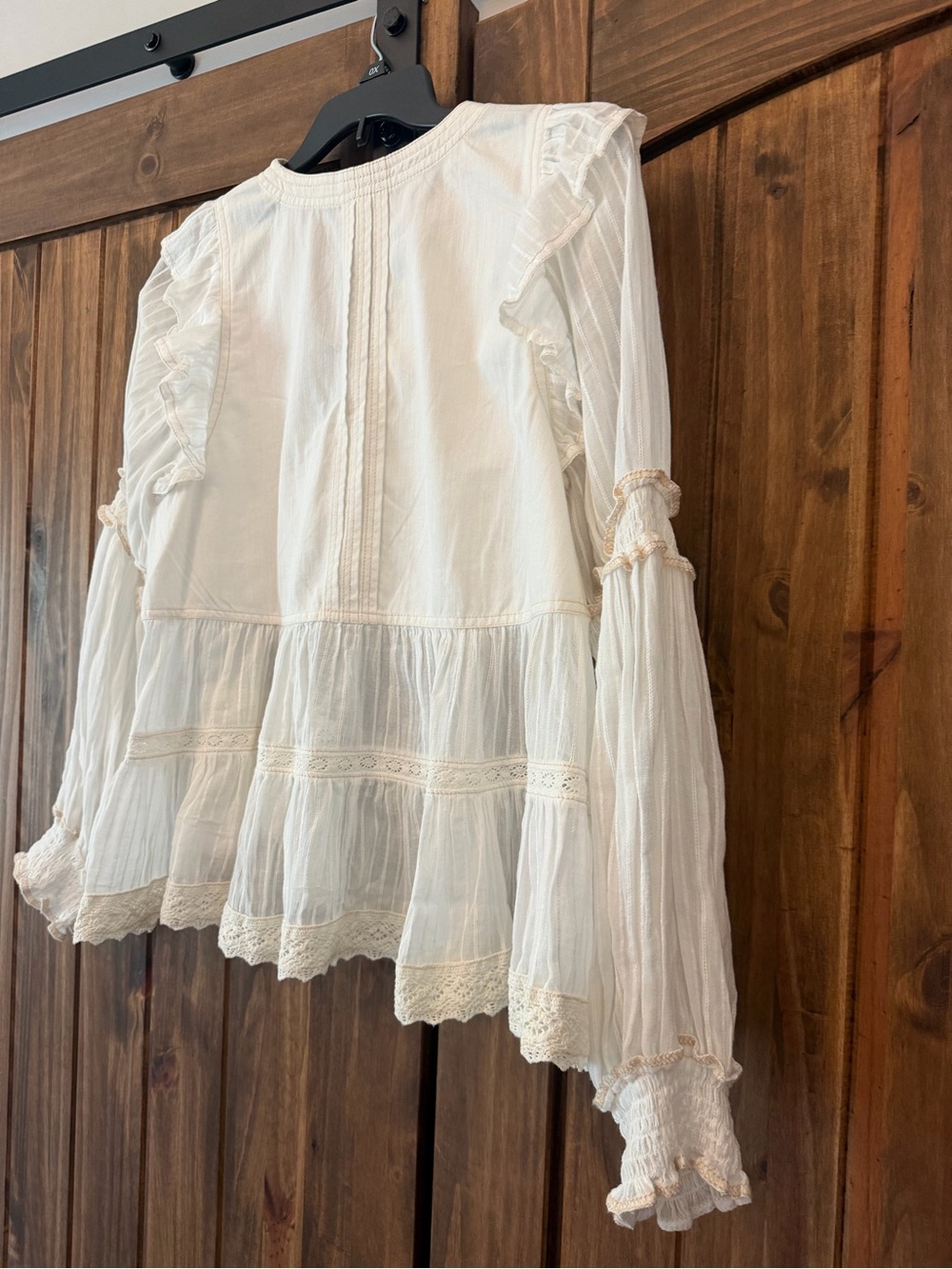 Pilcro Cream Lace-Trim Button Cardigan Blouse - Picture 8 of 9